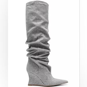 Steve Madden Slouchy Gray Wedge Knee-High Boots — Women's